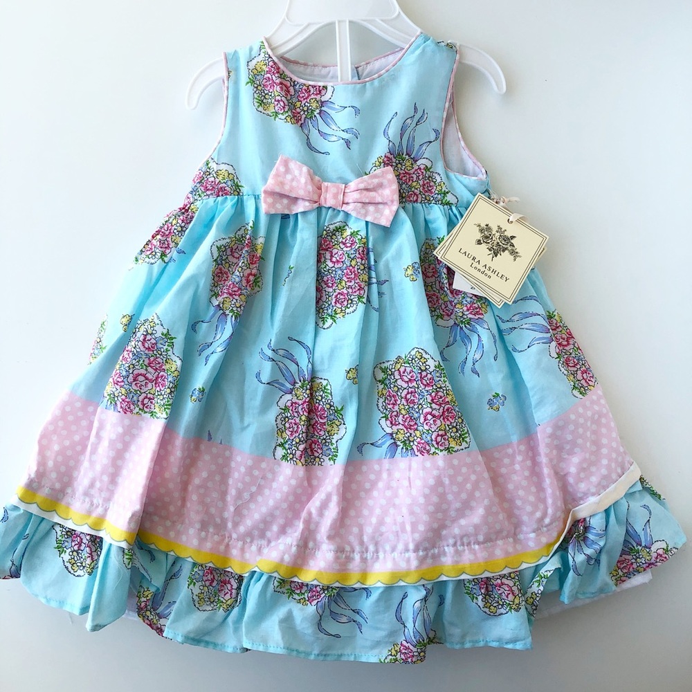 Laura Ashley Blue and Pink Floral Kids Formal Dress